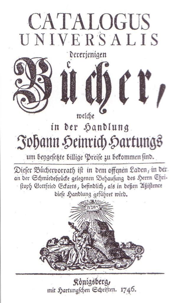 Titelblatt Hartungs Katalog von 1746